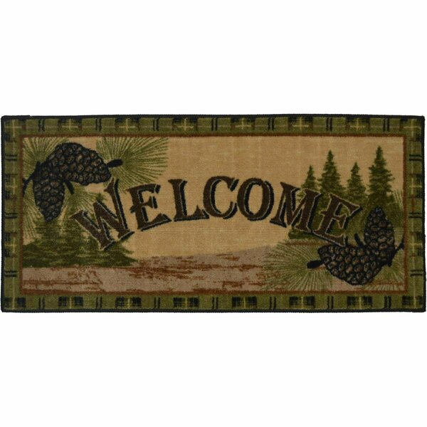 Mayberry Rug 20 x 44 in. Cozy Cabin Forest Welcome Printed Nylon Kitchen Mat & Rug CC5272 20X44